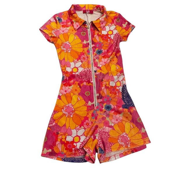 NWOT Elsie & Fred Retro Groovy Print Romper Size XXS - Picture 2 of 8